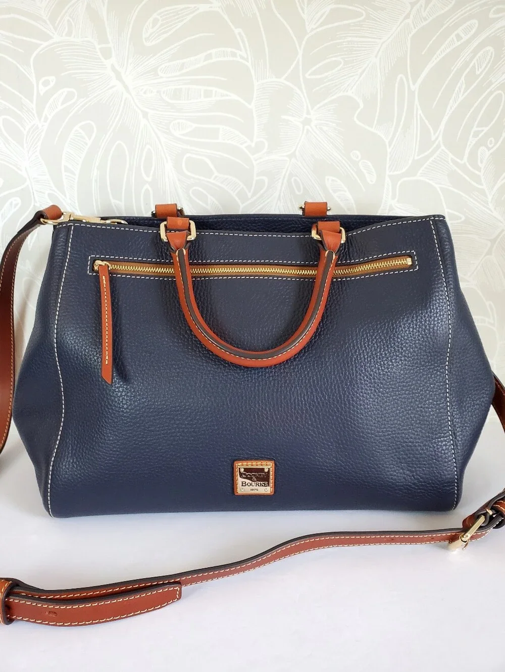 Dooney & Bourke Navy Blue Pebble Leather Satchel
